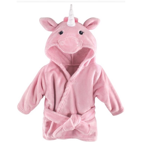 Hudson Baby Bathrobe Pink Unicorn